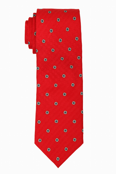 Cravatta In Seta Rossa con Fiori - Fordi
